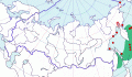 Карта распространения большой конюги (Aethia cristatella) - изображение №3397 onbird.ru.<br>Источник: www.sevin.ru