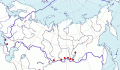 Карта распространения краснобрюхой горихвостки (Phoenicurus erythrogaster) - изображение №3663 onbird.ru.<br>Источник: www.sevin.ru