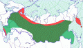 Карта распространения обыкновенного снегиря (Pyrrhula pyrrhula) - изображение №3751 onbird.ru.<br>Источник: www.sevin.ru