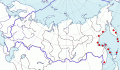 Карта распространения охотского сверчка (Locustella ochotensis) - изображение №3593 onbird.ru.<br>Источник: www.sevin.ru