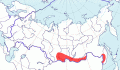 Карта распространения сибирского пестрогрудка (Tribura tacsanowskia) - изображение №3623 onbird.ru.<br>Источник: www.sevin.ru