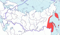 Карта распространения уссурийского снегиря (Pyrrhula griseiventris) - изображение №3750 onbird.ru.<br>Источник: www.sevin.ru